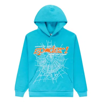 Sp5der Punk V2 Hoodie 'cyan' In Blue