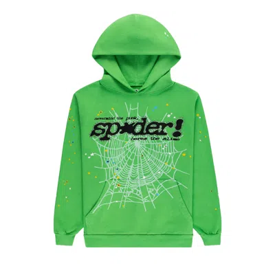 Pre-owned Sp5der Punk V2 Rhinestone Hoodie 'bright Green' | Men's Size S
