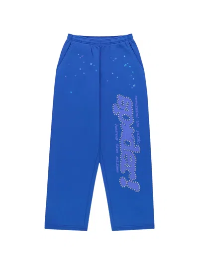 Sp5der Punk V2 Rhinestone-embellished Track Pants In Blue