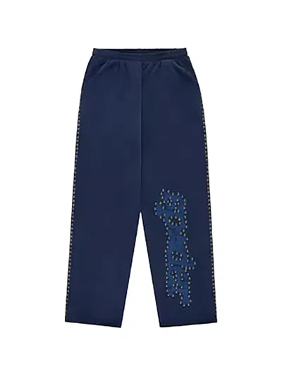 Sp5der Punk V3 Studded Track Pants In Blue