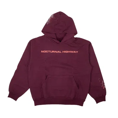 Pre-owned Sp5der Purple Cotton Nocturnal Highway Graphic Hoodie Sweatshirt Size M $400