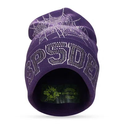 Sp5der Purple Web Rhinestone Beanie