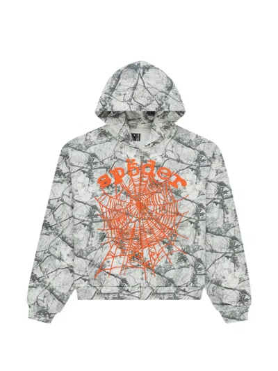 Sp5der Real Tree Og Web V2 Printed Hoodie In Gray