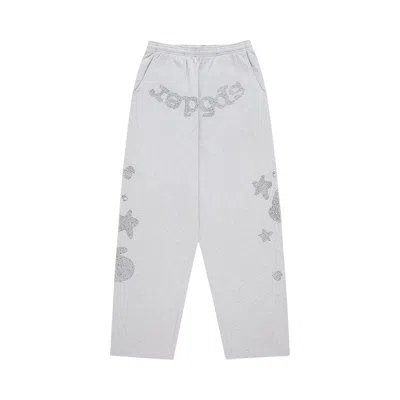 Pre-owned Sp5der Rhinestone Beluga V2 Wide Leg Sweatpant 'heather Grey' | Men's Size M In Gray