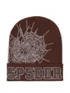 Sp5der Rhinestone-embellished Beanie In Brown