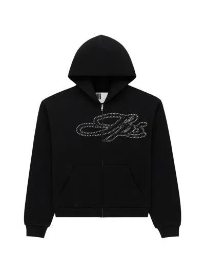 Sp5der Rhinestone-embellished Hoodie In Black