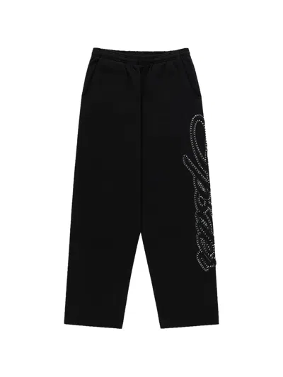 Sp5der Rhinestone-embellished Track Pants In Black