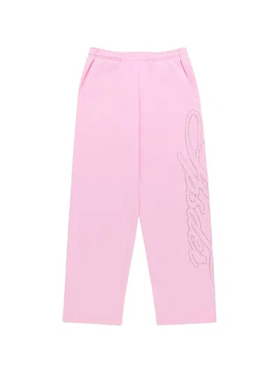 Sp5der Rhinestone-embellished Track Pants In Pink