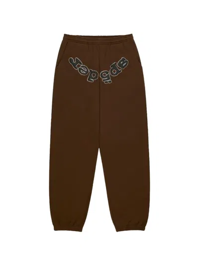 Sp5der Rhinestone-logo Trousers In Brown