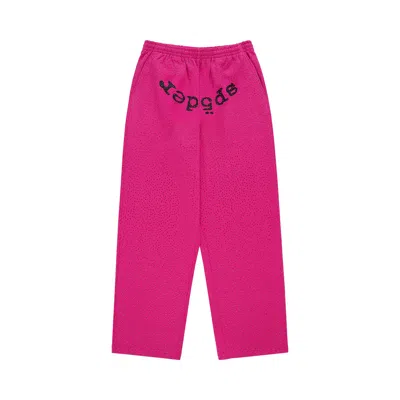 Pre-owned Sp5der Rhinestone Og Logo V2 Wide Leg Sweatpant 'pink' | Men's Size L