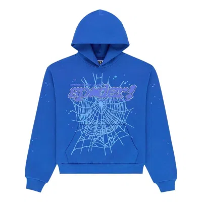 Sp5der Punk V2 Rhinestone-embellished Hoodie In Blue