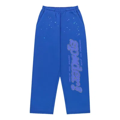 Sp5der Punk V2 Rhinestone-embellished Track Pants In Blue