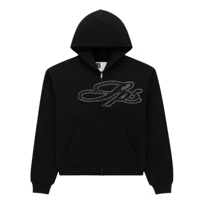 Sp5der Rhinestone-embellished Hoodie In Black