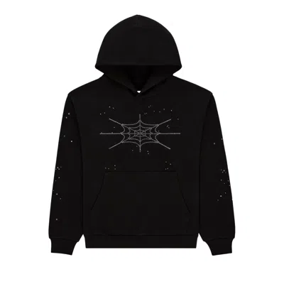 Pre-owned Sp5der Rhinestone Silk Hoodie 'black' | Men's Size S