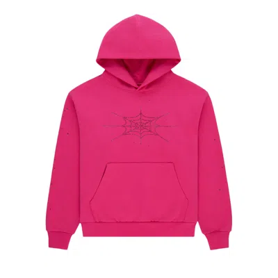 Pre-owned Sp5der Rhinestone Silk Hoodie 'pink' | Men's Size S