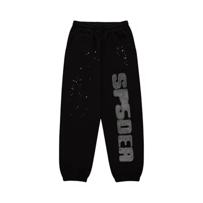Pre-owned Sp5der Rhinestone Silk Sweatpant 'black' | Men's Size M