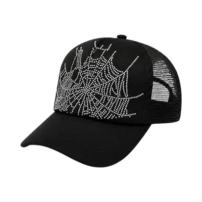 Pre-owned Sp5der Rhinestone Web Hat 'onyx' | Black | Men's Size Onesize