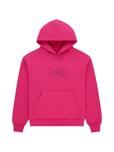 Sp5der Rhinestone-embellished Silk Hoodie In Animal Print