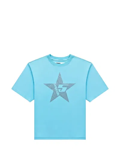 Sp5der Rhinestone-embellished Star T-shirt In Blue