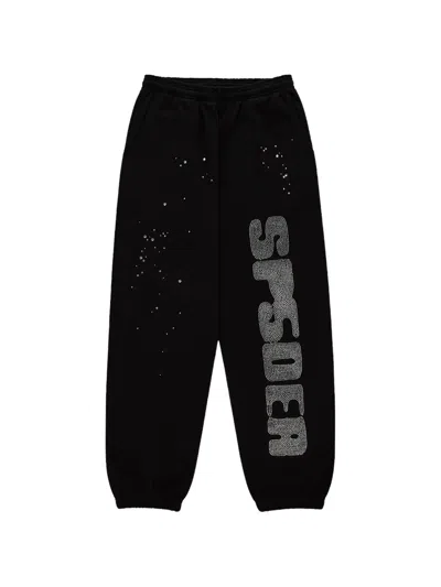 Sp5der Rhinestone-embellished Track Pants In Black