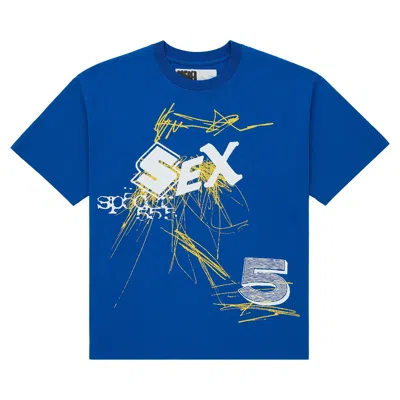 Pre-owned Sp5der Scribble Tee 'blue' | Men's Size Xl