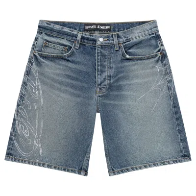 Pre-owned Sp5der Script Web Denim Short 'indigo' | Blue | Men's Size 32