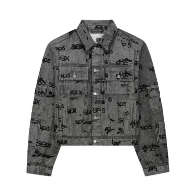 Pre-owned Sp5der Sex Aop Foil Trucker Jacket 'silver' | Men's Size Xxl