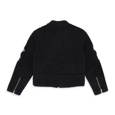 Sp5der Sherpa Moto Black Field Jacket In Multi