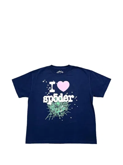 Sp5der Souvenir Web Logo T-shirt In Blue