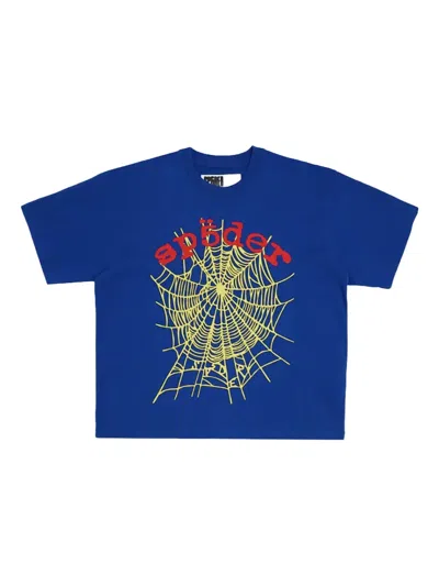 Sp5der Spider Web Logo T-shirt In Blue