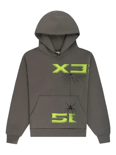 Sp5der Spider-web-print Hoodie In Green