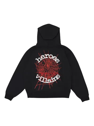 Sp5der Spiderweb-print Hoodie In Black