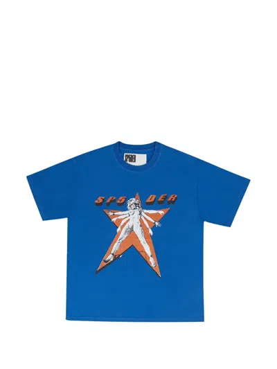 Sp5der Star Girl Short-sleeve T-shirt In Blue