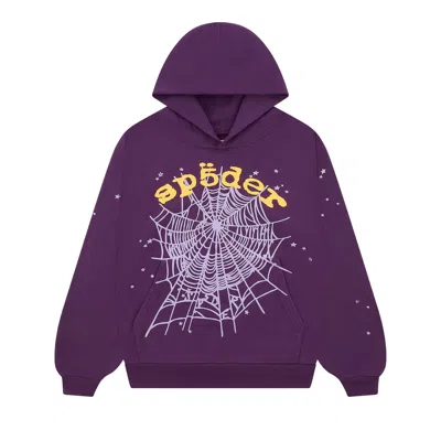 Pre-owned Sp5der Star Og Web V2 Hoodie 'purple' | Men's Size L
