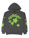 Sp5der Star-print Hooded Sweatshirt In Gray