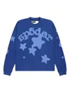 Sp5der Star-print Long-sleeve T-shirt In Blue