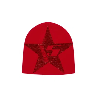 Pre-owned Sp5der Star Rhinestone Skully 'red' | Men's Size Onesize