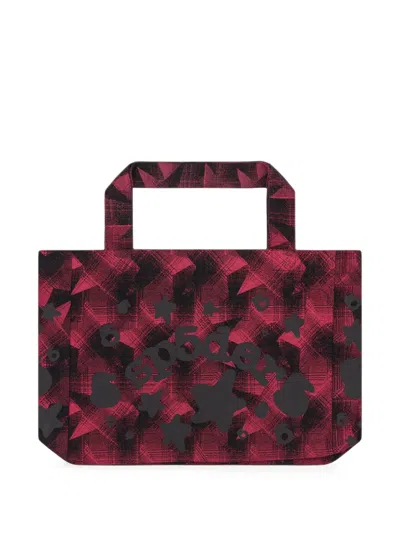 Sp5der Star-plaid Tote Bag In Blue