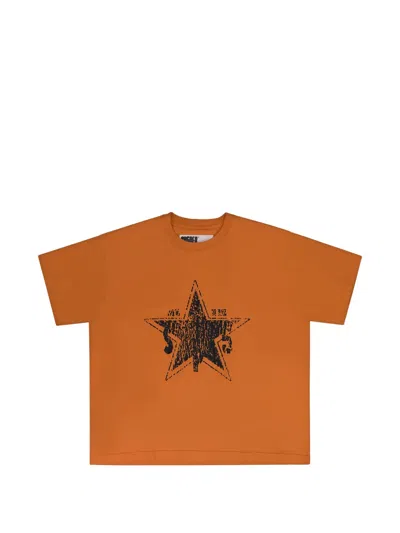 Sp5der Star-print T-shirt In Orange