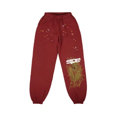 Pre-owned Sp5der Sweatpants 'maroon' In Red