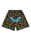 Sp5der Tiger Camo Logo Track Shorts In Green
