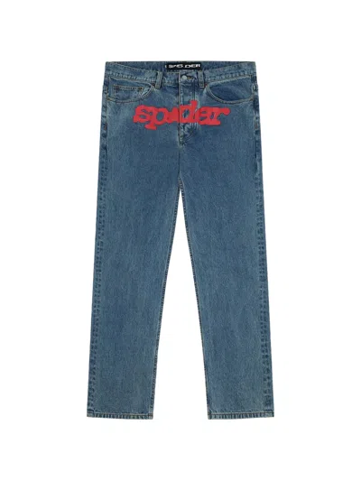 Sp5der V3 Logo-patch Jeans In Blue