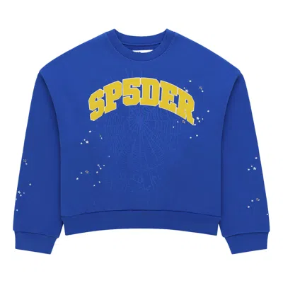 Pre-owned Sp5der Varsity Web Crewneck 'blue' | Men's Size M