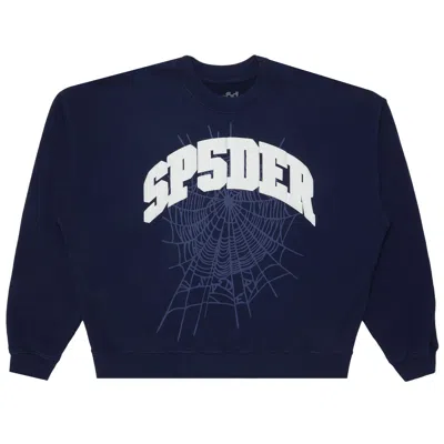 Pre-owned Sp5der Varsity Web Crewneck 'navy' | Blue | Men's Size Xl