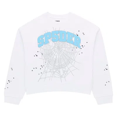 Pre-owned Sp5der Varsity Web Crewneck 'white' | Men's Size Xxl