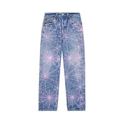 Pre-owned Sp5der Vintage 501 Denim 'aop Pink Web'