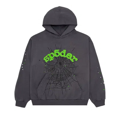 Pre-owned Sp5der Wait Web Hoodie 'slate Grey'