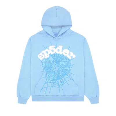 Pre-owned Sp5der Web Hoodie 'sky Blue'