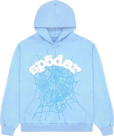 Pre-owned Sp5der Web Hoodie Sky Blue