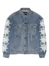 Sp5der Web-print Denim Jacket In Blue